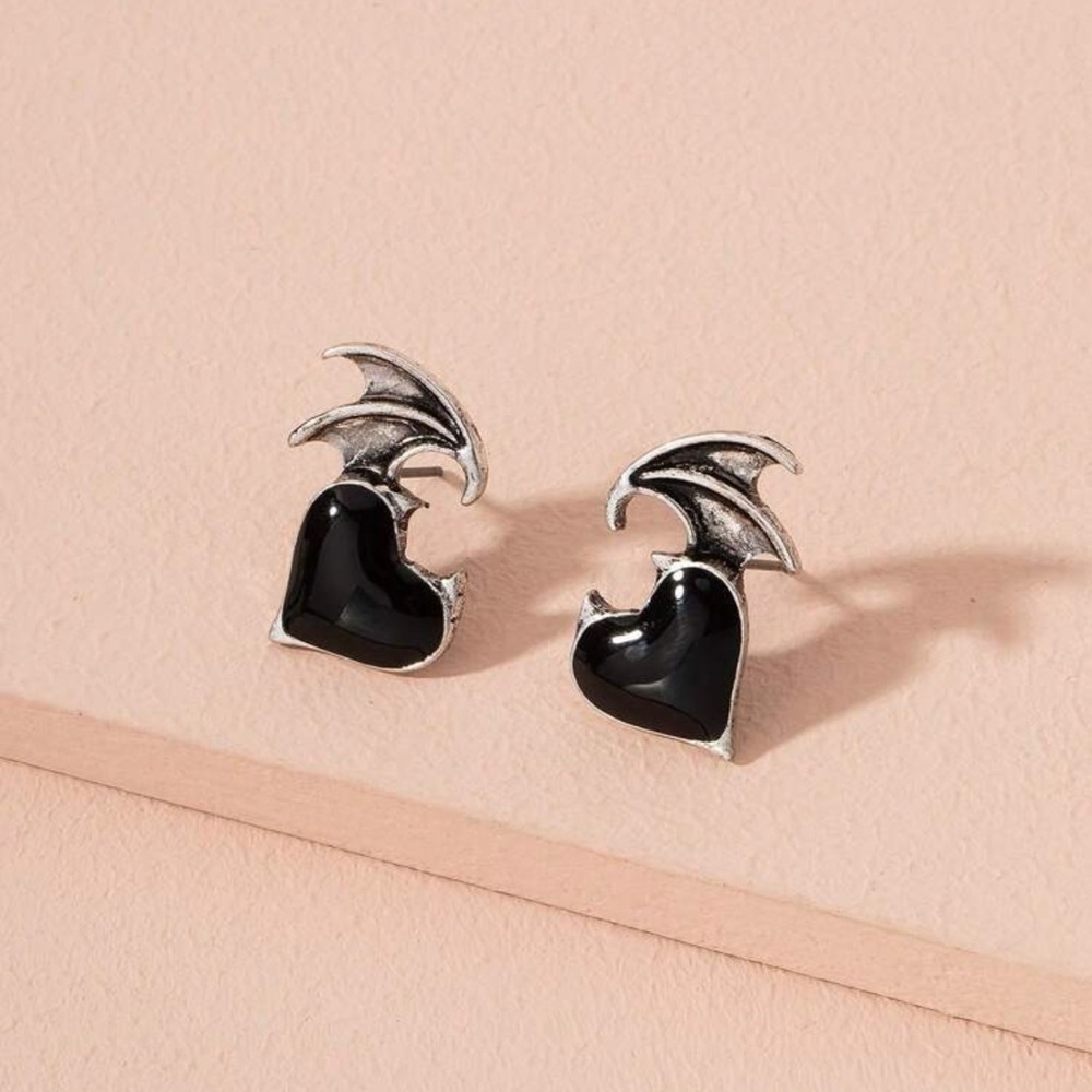 Winged heart earrings